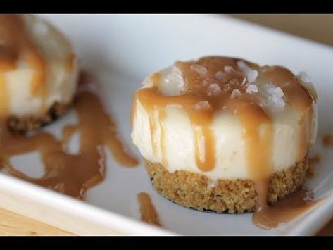 How to Make Mini Salted Caramel Cheesecake | Simply Bakings |Includes Video Tutorial Mini Salted Caramel Cheesecake, Thanksgiving Cheesecake, Salted Caramel Cheesecake, Caramel Cheesecake, Thanksgiving Food Desserts, Creative Desserts, Cheesecake Bites, Christmas Food Desserts, Creamy Desserts