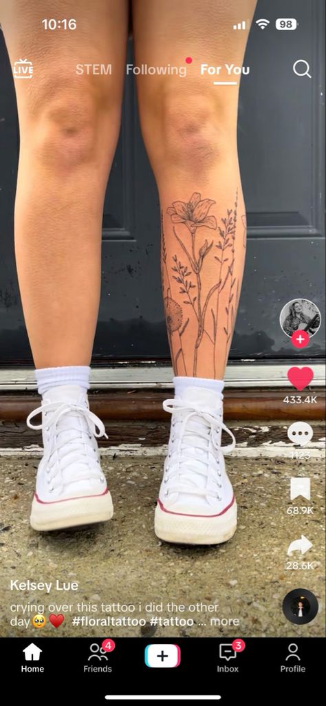 Lower Leg Tattoos, Wrap Around Tattoo, Leg Tattoos Women, Tattoo Bracelet, Calf Tattoo, Knee Tattoo, Leg Tattoo, Lower Leg, Fine Line Tattoos