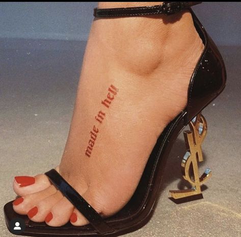 Made In Hell Tattoo, Hell Tattoo, Heel Tattoos, Barbie Tattoo, Toe Tattoos, Devil Tattoo, Tattoos For Women Half Sleeve, Best Tattoos For Women, Stylist Tattoos