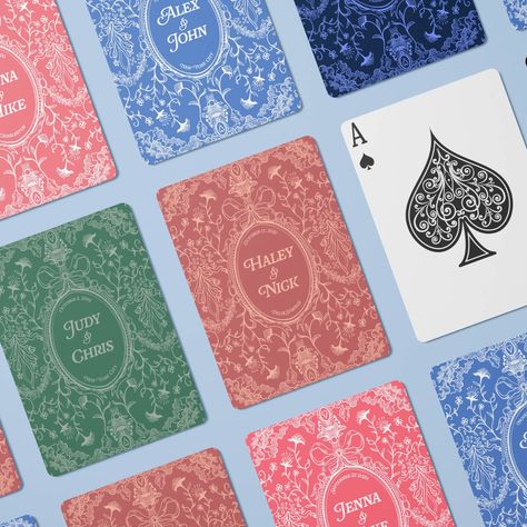 Wedding on the horizon? Congratulations! We're thrilled you found us and our custom playing cards. These personalized favors are a great way to commemorate your nuptials and a nice thank you to your guests. There are a few ways we can work together so please read the below to learn more about our options and packages. Each deck includes 52 face cards and 2 jokers.  STANDARD CARD DECK If you're looking for just a few decks, simply add them to your cart with all the info we need and you're good to Custom Deck Of Cards Wedding, Custom Playing Cards Wedding Favor, Playing Card Wedding Favors, Deck Of Cards Wedding Favor, Playing Cards Wedding Favors, Wedding Deck Of Cards, Deck Of Cards Design, Custom Card Deck, Wedding Playing Cards