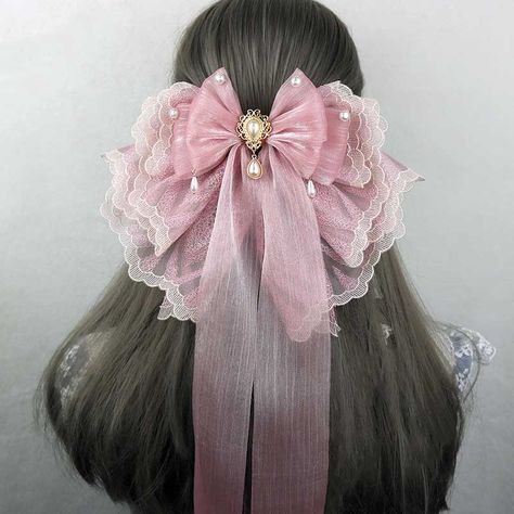 Ribbon Length: 40cm/15.76"-50cm/19.70" Aesthetic Pink Jewelry, Elegant Hair Accessories, Ribbon Headpiece, Item Aesthetic, Yarn Wigs, Fluttershy Cosplay, Pink Princess Aesthetic, Epic 2, Micro Pigs