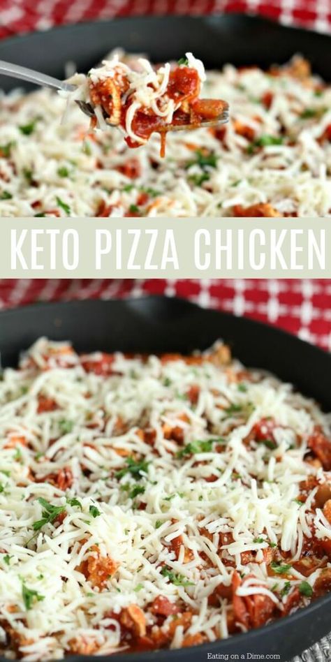 Enjoy low carb pizza chicken recipe while folowing a ketogenic diet. Keto pizza chicken recipe is packed with flavor. Pizza chicken keto recipe is easy! #keto #ketorecipes #ketogenic #ketodiet #recipes #recipe #dinner #eatingonadime #pizza Low Carb Chicken Caesar Pizza, Keto Canned Chicken Pizza Crust Recipe, Can Chicken Pizza Crust Keto, Keto Chicken Crust Pizza Canned Chicken, Low Carb Pepperoni Pizza Chicken Bake, Keto Recipes Ketogenic, Buffalo Chicken Pizza, Chicken Skillet Recipes, Low Carb Casseroles