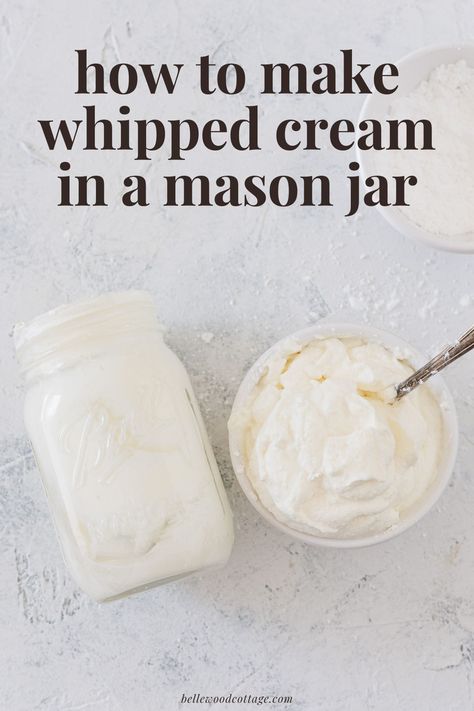 Diy Whipped Cream, Homemade Cool Whip, Make Whipped Cream, Jar Desserts, Homemade Whipped Cream Recipe, Recipes With Whipping Cream, Making Whipped Cream, Coconut Whipped Cream, Homemade Whipped Cream