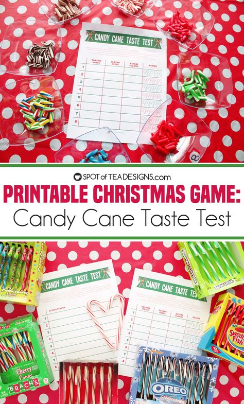 Christmas Taste Test Game, Hershey Kisses Christmas Tree, Candy Cane Party, Christmas Tree Game, Christmas Candy Bar, Test Games, Printable Christmas Games, Fun Christmas Games, Family Christmas Party