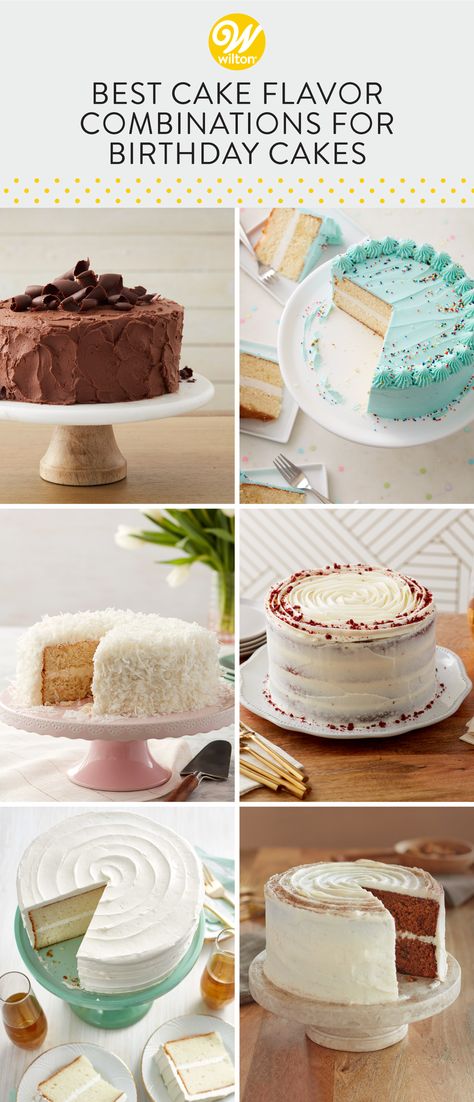 From classic combinations, like red velvet cake and cream cheese frosting, to new and unique flavor pairings, like carrot cake with marshmallow buttercream, this collection of cake flavors and frosting combinations will have you looking at your favorite cake recipes in a whole new way! Best Cake And Frosting Combos, Cake Frosting Combinations, Cake And Buttercream Combinations, Cake Combo Flavors, Cake Icing Flavors, Cake Frosting Flavors, Cakes Flavour Ideas, Vanilla Cake Combinations, Red Velvet Cake Flavor Combinations