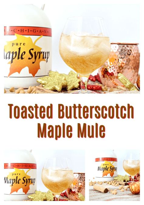 Toasted Butterscotch Maple Mule | If you are looking for a sweet twist on the traditional Moscow Mule, this Toasted Butterscotch Maple Mule is it!  A little sweet, a little heat and a whole lot of yum.  Cheers! | Food Wine Sunshine #cocktails #cocktailrecipes #drinks  #moscowmule #holidays Butterscotch Whiskey Drinks, Cocktails With Butterscotch Schnapps, Maple Whiskey Drinks, Butterscotch Cocktail Recipes, Butterscotch Cocktail, Fun Holiday Cocktails, Holiday Mules, Moonshine Cocktails, Maple Whiskey