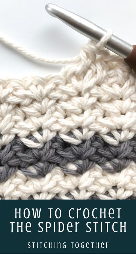 Learn how to crochet the spider stitch with this helpful step by step photo tutorial. You'll love using this stitch everything from dishcloths to baby blankets. Click to go directly to the tutorial. #tutorialcrochet #crochettutorial Crochet Spider Stitch Pattern, Spider Crochet Stitch, Spider Stitch Crochet, Crochet Spider Stitch, Spider Stitch, Crochet Spider, Crochet Tips, Crochet Lessons, Stitch Crochet