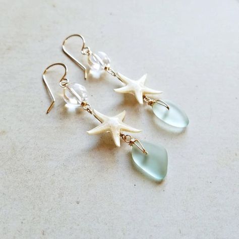 Starfish Jewelry, Sea Jewelry, Beach Earrings, Starfish Earrings, Seashell Jewelry, Sea Glass Earrings, Seashell Crafts, Shell Jewelry, Sea Glass Jewelry