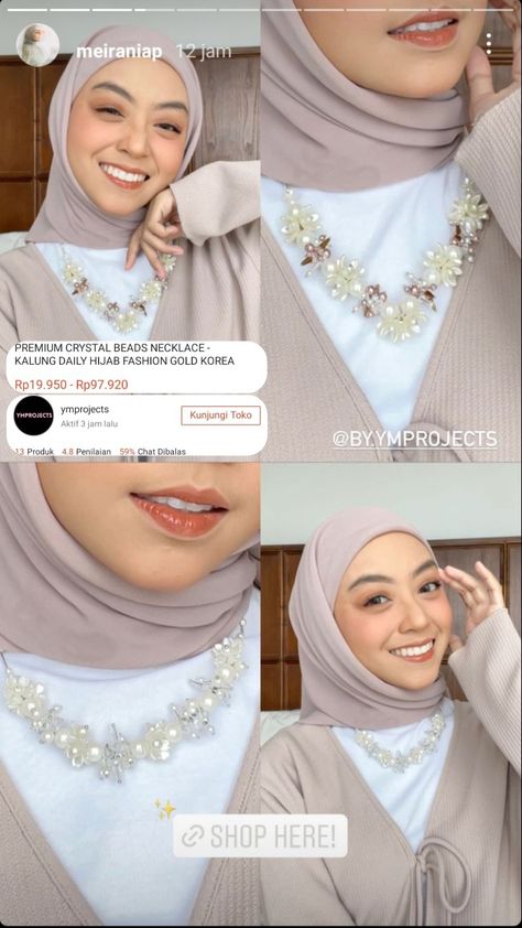 Kalung Hijab, Aksesoris Hijab, Beaded Diy, Hijab Ootd, Necklace Bead, Outfit Hijab, Current Styles, Ootd Hijab, Diy Beads