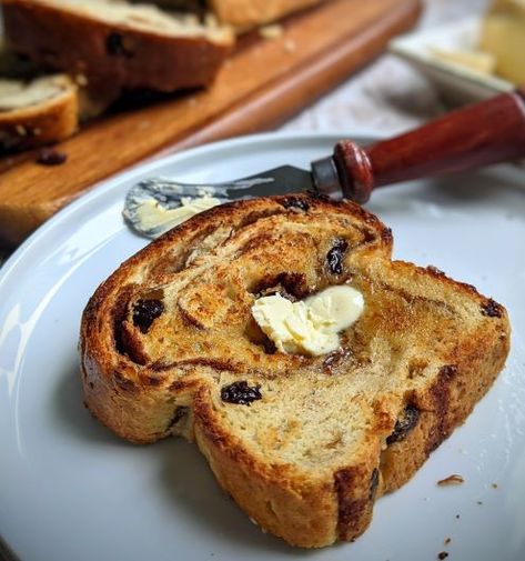 This irresistible vegan Cinnamon Raisin Bread is soft, fluffy and studded with plump raisins. The bread is wonderful plain, or toasted and slathered with some vegan butter, and makes incredible French toast. Vegan Cinnamon Raisin Bread, Cinnamon Rasin Bread, Rasin Bread, Cinnamon Raisin Bread Recipe, Vegan Feast, Vegan Baking Recipes, Cinnamon Raisin Bread, Raisin Bread, Why Vegan