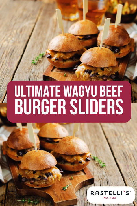 Ultimate Wagyu Beef Burger Sliders Wagyu Ground Meat Recipes, Wagyu Beef Sliders, Wagyu Beef Recipe Dishes, Wagyu Ground Beef Recipes, Wagyu Sliders, Recipes Sliders, Wagyu Ground Beef, Wagyu Recipes, Wagyu Beef Recipe