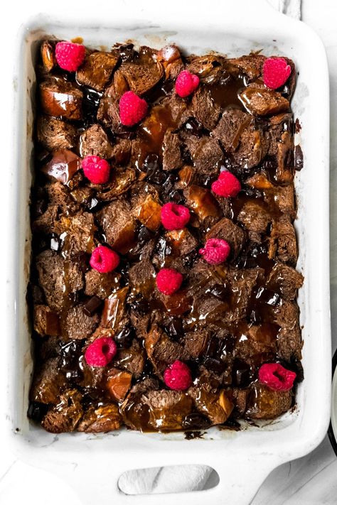 Dark Chocolate Bread Pudding - Never Not Hungry Chocolate Sourdough, Chocolate Bread Pudding, Carlsbad Cravings, Chocolate Custard, Sweetened Whipped Cream, Make Video, Chocolate Bread, Sweet Tarts, Chocolate Baking