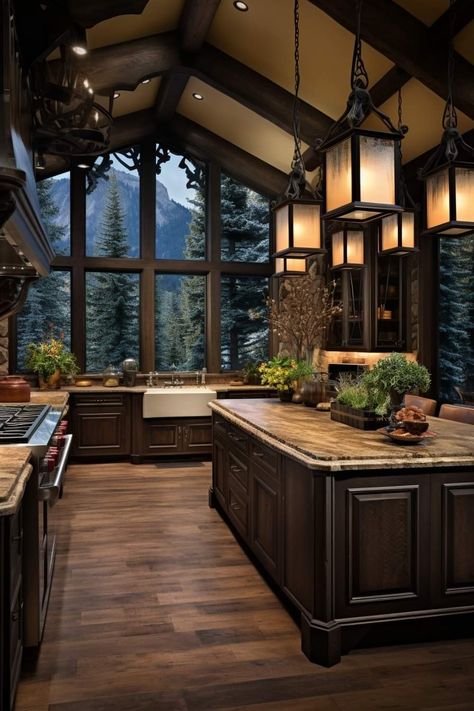 Rustic House Aesthetic, Rustic House Interior, Kitchen Vibes, House Interior Kitchen, Dream Life House, Rustic Kitchen Design, Log Cabin Homes, Barn Style House, Dream House Rooms