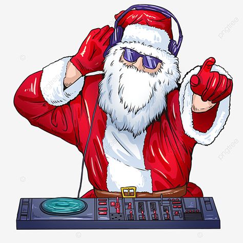 Dj Santa Claus, Dj Clipart, Rock Clipart, Punk Illustration, Music Clipart, Santa Clipart, Santa Party, Santa Claus Clipart, Party Png