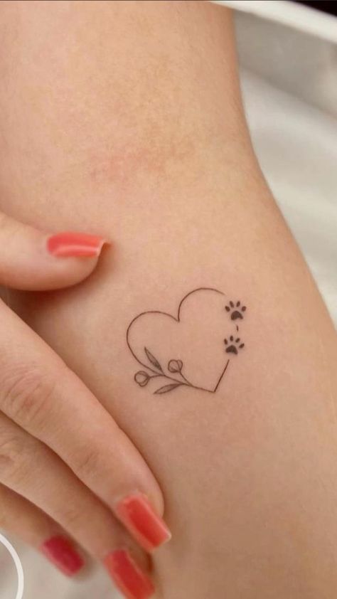 Traditional Tattoo Placement, Small Dainty Tattoo, Small Dainty Tattoos, Girly Hand Tattoos, Dainty Tattoo Ideas, Heart Tattoo Ankle, Paw Print Tattoos, Tato Tradisional, Dainty Tattoo