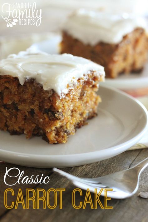 This classic carrot cake recipe is perfectly moist and delicious. The cream cheese frosting is to die for! Always a hit around Easter. Anyway, if you are a carrot cake lover, or even if you aren't-- you have got to try this recipe. Carrots Cake, Classic Carrot Cake Recipe, Carrot Cake Dessert, Chai Time, Classic Carrot Cake, Easter Cooking, Interesting Cakes, Homemade Carrot Cake, Fresh Carrots