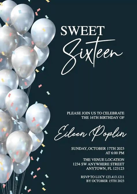 Undangan Sweet 17, Bday Invite Template Aesthetic, Aesthetic Birthday Invitation Template, Aesthetic Birthday Invitation Template Black, Teen Birthday Invitations, Sweet Sixteen Birthday Invitations, Birthday Invitation Card Template, 7+ Minimalist Floral Birthday Invitation Templates, Invitation Card Birthday