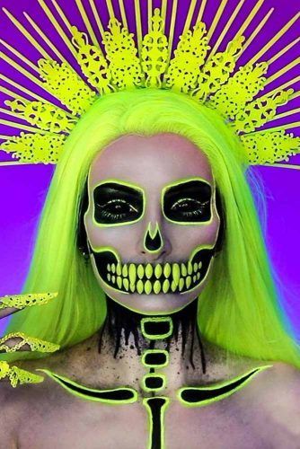 Neon Skeleton Makeup, Cool Skeleton Makeup, Skeleton Makeup Ideas, Skeleton Makeup Tutorial, Neon Skeleton, Cool Skeleton, Skeleton Makeup, Neon Makeup, Halloween Makeup Inspiration