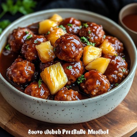 Slow Cooker Pineapple Barbecue Meatballs, Sweet Sour Meatballs Pineapple, Pineapple Barbecue Meatballs, Meatballs With Pineapple And Bbq Sauce, Polynesian Meatballs, Pineapple Meatballs, Easy Cream Pie, Hawaiian Meatballs, Barbecue Meatballs