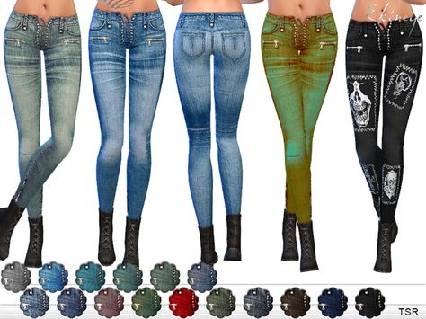 Lace-Up Skinny Jeans (TS4) Sims 4 Cc Clothes Trendy, Sims 4 Low Waist, Sims Wardrobe, Alpha Cc, Sims 4 Tsr, Kiss Dress, Sims 4 Cc Skin, Cold Weather Outfit, Low Waist Jeans