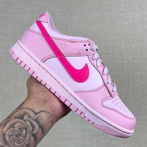 Nike Dunk Low "Triple Pink" 6y= Womens 7.5. Brand New In Box 100% Authentic. Fast Shipping All Sales Final Nike Dunk Low Pink Foam, Dunk Low Pink Foam, Nike Dunk Low Triple Pink, Nike Shoes Women Fashion, Hidden Wedge Sneakers, Pretty Sneakers, Pink Nike Shoes, Pretty Shoes Sneakers, All Nike Shoes