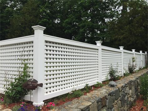 4' Lattice with a 1-3/4" square opening and a 6' wide Arbor. Solid Stain 'White'. Solid Stain, Trim Ideas, Lattice Fence, House With Porch, Shade Garden, Arbor, Lattice, Fence, Gate