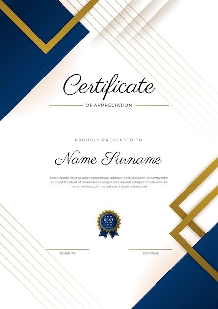 Certificate of appreciation template gol... | Premium Vector #Freepik #vector #winner-certificate #appreciation #award-template #certificate-honor Certificate Of Appreciation Template Editable Free, Certificate Design Template Editable, Free Handwritten Script Fonts, Winner Certificate, Certificate Appreciation, Certificate Of Appreciation Template, Certificate Of Recognition Template, Appreciation Template, Certificate Layout