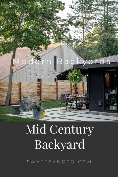 Backyard Modern Patio Designs, Backyard Patio Renovations, Outdoor Patio With Pavers Ideas, Mid Century Modern Backyard Ideas, Patio Mid Century Modern, Mid Century Backyard Landscaping, Mcm Outdoor Patio, Midcentury Backyard Landscaping, Midcentury Patio Design