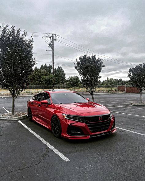 Red Honda Accord Sport, Modded Honda Accord, Honda Accord Sport Modified, Red Honda Accord, Honda Accord Modified, 2018 Honda Accord Sport, Honda Sports Car, Honda Accord Custom, Camry Xse