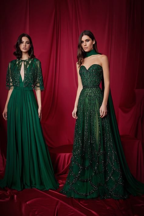 Green Gowns, Zuhair Murad Dresses, Zuhair Murad Haute Couture, Fall 2023 Ready To Wear, 2023 Ready To Wear, Column Dress, Zuhair Murad, Couture Gowns, Glam Dresses