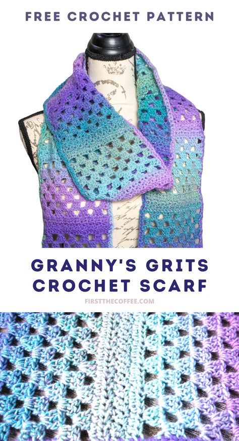 Free Crochet Scarf Pattern Granny Stitch Scarf Pattern Free, Lion Brand Ferris Wheel Yarn Patterns Crochet, Caron Cake Scarf Crochet Pattern, Crochet Neck Scarf Pattern Free, 2 Skein Crochet Projects, Quick Crochet Scarf Pattern Free, One Skein Crochet Scarf, Diy Crochet Scarf, Free Crochet Scarf