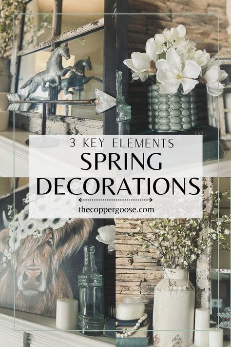 What does it take to create a simple spring vignette for your fireplace mantle? Check out these 3 key spring decor ideas that will give your home a fresh, spring vibe! #modernfarmhousedecor #springfarmhousedecor Spring vignette // Easter decorations // Spring decorations // Spring ideas for the home // Farmhouse spring ideas // Modern farmhouse fireplace // Black And White Spring Decor, Spring Home Decor Ideas, Modern Farmhouse Fireplace, Spring Mantle Decor, Spring Lantern, Spring Decor Ideas, Summer Mantel, Spring Mantle, Vintage Farmhouse Style