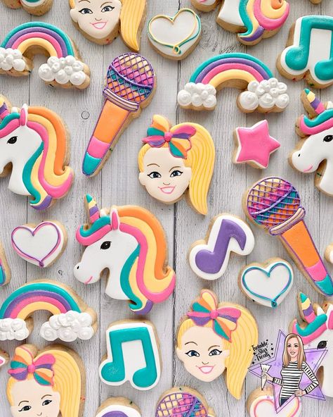 Jojo Siwa Cookies, Cookies Sf, Fancy Sugar Cookies, Music Cookies, Jojo Siwa Birthday, Rainbow Cookies, Twinkle Star, Jojo Siwa, Fancy Cookies