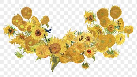 Sunflower Border, Van Gogh Flowers, Jeans Patches, Digital Collage Art, Graphic Design Images, Van Gogh Sunflowers, Border Png, Scrapbook Printing, Flower Collage