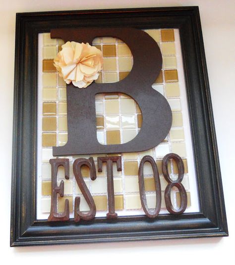 Diy Monogram, Diy Backsplash, Diy Tile, Family Sign, Navidad Diy, Backsplash Tile, Fun Craft, Towel Hooks, Monogram Frame