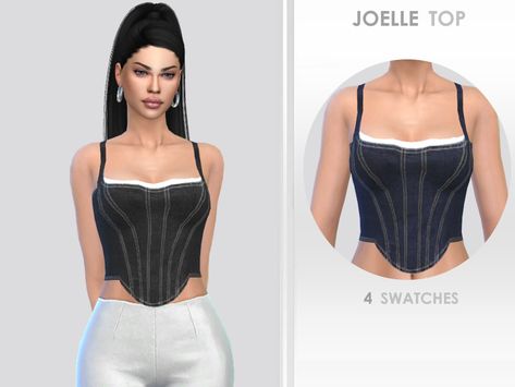 The Sims Resource - Joelle Top Sims 4 Cc Low Rise, Sims 4 Low Rise Jeans Cc, Sims 4 Low Rise, Sims 4 Low Rise Jeans, Sims 4 Cc Low Rise Jeans, The Sims 4 Top, Fall Pants, Jean Vest, Cc Sims