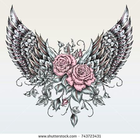 Belly Tattoos, Muster Tattoos, Wings Drawing, Angel Wings Tattoo, Chest Piece Tattoos, Stomach Tattoos, Wings Tattoo, Feather Tattoos, Botol Air