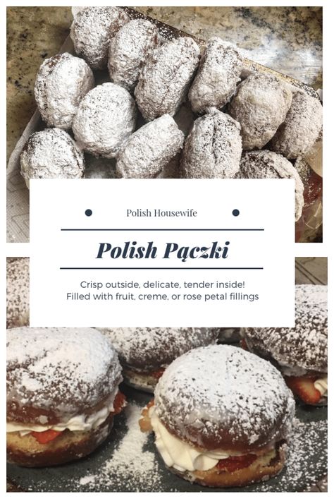 Try authentic Polish Pączki, whether you fill them with a fruit preserves, whipped cream and berries, or rose petal jam, you'll want them for Fat Tuesday Thursday and beyond! #Polish #recipe #paczki Packzi Recipe, Paczki Recipe, Polish Donut, Polish Food Recipes, Recipes For Easter, Polish Recipe, Polish Desserts, Polish Heritage, Eastern European Recipes