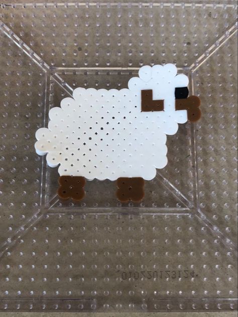 Sheep Perler Bead Patterns, Goat Perler Bead, Goat Perler Bead Pattern, Sheep Perler Beads, Sheep Pixel Art, Pixel Animals, 2023 Ornaments, Webkinz Stuffed Animals, Melt Beads Patterns