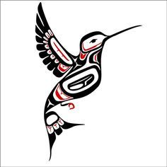 haida hummingbird Haida Tattoo, Arte Haida, Vogel Tattoo, Native Artwork, Pacific Northwest Art, Haida Art, Native American Symbols, Inuit Art, Hummingbird Tattoo