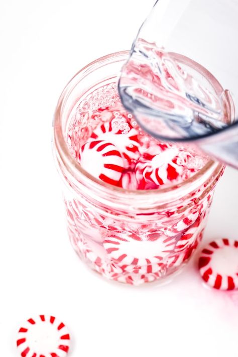 This Homemade Peppermint Vodka is a pure delight. Add it to hot cocoa for a boozy treat! Peppermint Moonshine Recipe, Copycat Drink Recipes, Fresh Cocktails, Peppermint Vodka, Christmas Packages, Peppermint Candies, Moonshine Recipes, Cozy Drinks, Classic Cocktail Recipes