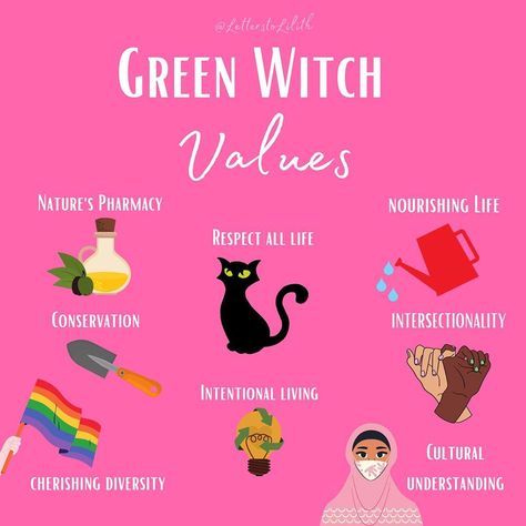 S P E N C E R on Instagram: “Green Witch Values  LetterstoLilith.com ⚡️ New Blog is up!  🍃 Green witchcraft does not have a strict set of guidelines and ethics vary…” Witchcraft Green Witch, Green Witchcraft For Beginners, Hedge Witchcraft, Green Witchery, The Green Witch, Goddess Magick, Witch Names, Nature Witch, Green Witchcraft