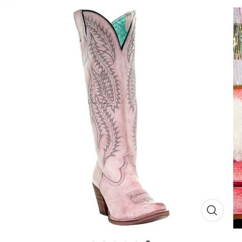 How Much Fun Is The Distressed Rosy Pink Leather On These New Corral Cowgirl Boots?! We Love The Design, The Embroidery, And The Vintage, Rustic Feel Of This New Style! A Single Stitched Goodyear Welt Ensures Attention To Detail And Premium Design. The Taller Boot Shaft Will Look So Sleek With Skinny Jeans And A Flowing Top Or Be The Envy Of The Town And Style Them With Your Favorite Dress To Accent These Western Boots. Nwob Corral Ladies Rose Pink Embroidery Tall Knee-High Boots E1447 Size 5m S Corral Cowgirl Boots, Embroidery Boots, Cowgirl Look, Wedding Boots, Corral Boots, Pink Embroidery, Embroidered Boots, Pink Boots, Rosy Pink