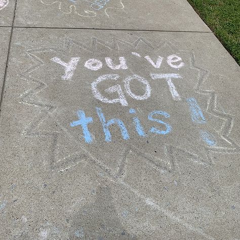 Inspiring chalk messages for teachers and kids. #inspire #kids Chalk Motivation Quotes, Sidewalk Chalk Encouragement, Sidewalk Chalk Affirmations, Encouraging Sidewalk Chalk Art, Sidewalk Chalk Quotes, Positive Chalk Messages, Chalk Art Positive Messages, Sidewalk Chalk Messages, Positive Sidewalk Chalk Messages