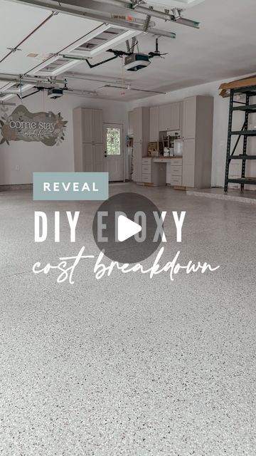 Amanda Vernaci | Come Stay Awhile on Instagram: "DIY GARAGE EPOXY FLOORS COST BREAKDOWN ✨ Follow @comestayawhile to learn how to DIY your home on a budget!

I was quoted almost $6000 to have these floors epoxied and I thought… hell no 😆 I can do that myself for way cheaper! My cost ended up being $1,048! Saving everything to a highlight for you so you can refer back to it later!

Trust me… if you have a little patience, ready to sweat a little and know how to use a paint brush, you can totally tackle this project in your home too at a FRACTION of the price. 

What questions do you have? Tomorrow I’ll meet ya in stories for a little Q+A sesh 😘 Send this to a friend or tag them down below to save it for later!

#diyepoxy #garagefloor #diyhomeprojects #homeimprovementprojects" How To Paint Garage Floors, Diy Epoxy Garage Floor, Apoxy House Floor Ideas, Garage Floor Ideas Cheap, Epoxy Garage Floor Ideas, Diy Flooring On A Budget, Garage Epoxy Floor, Garage Floor Ideas, Garage Flooring Ideas