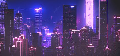 Cyberpunk Laptop Wallpaper, Cyberpunk Header, Building Silhouette, Purple City, Estilo Cyberpunk, City Skyline Silhouette, Skyline Silhouette, Neon Backgrounds, City Silhouette