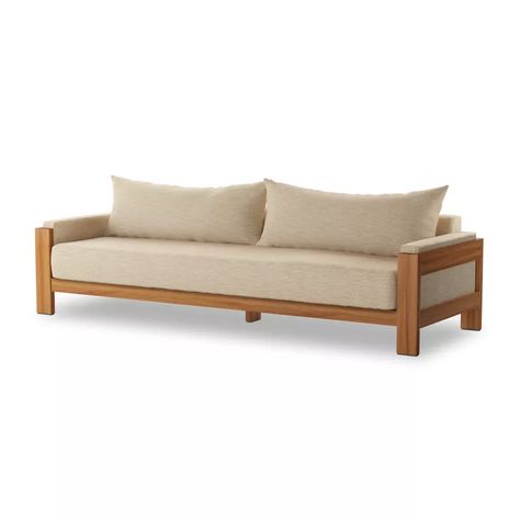 Chapman Casa Cream 106" Outdoor Sofa at allmine.com Cream Cushions, Washable Slipcovers, Teak Sofa, Amber Interiors, Wooden Sofa, Comfort Design, Patio Seating, Four Hands, Neutral Beige