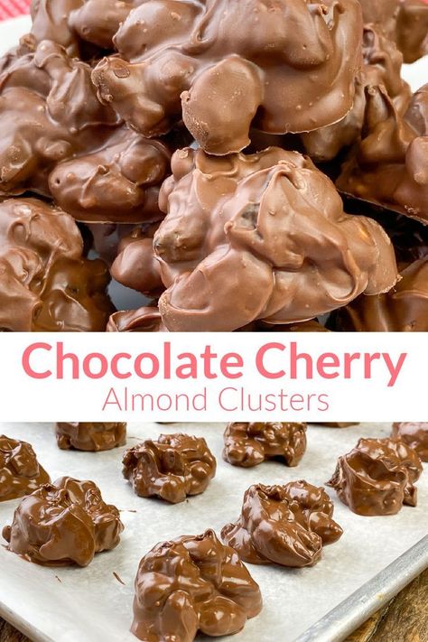 Recipe Using Dried Cherries, Dried Cherry Recipes, Crockpot Candy Recipes, Dried Fruit Recipe, Salted Almonds, Almond Clusters, Chocolate Melting, Crockpot Candy, Chocolate Candy Recipes