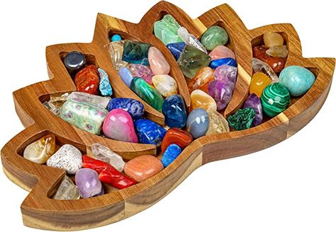 Curawood Lotus Crystal Tray for Stones - Display Your Crystals & Healing Stones - Crystal Holder for Stones Display - Crystal Shelf Display for Stones - Crystal Organiser Bowl for Crystals Stones : Amazon.co.uk: Home & Kitchen Display Crystals And Stones, Display Crystals, Lotus Crystal, Crystal Shelf, Flower Tray, Jewelry Tray Display, Displaying Crystals, Lotus Flower Design, Crystal Holder