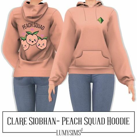 Wow! Check out this Peach Squad Hoodie At Lumy Sims Sims 4 CC! Clothing, Female Clothing: Peach Squad Hoodie – Lumy Sims. 50 Swatches, Bump Map, Shadow Map, Custom Catalog Thumbnails. #sims #sims4 #sims4cc #gaming Sims 4 Hoodie, Hoodie With Skirt, Clare Siobhan, Sims 4 Mac, Sims 4 Cc Clothes, Cc Clothing, Peach Clothes, Oversized Hoodie Dress, Sims 4 Male Clothes